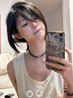 Your First Love Lao Wang Original Clavicle Chain Black Simple Short Collar Leather Rope Necklace Trendy and Versatile Design