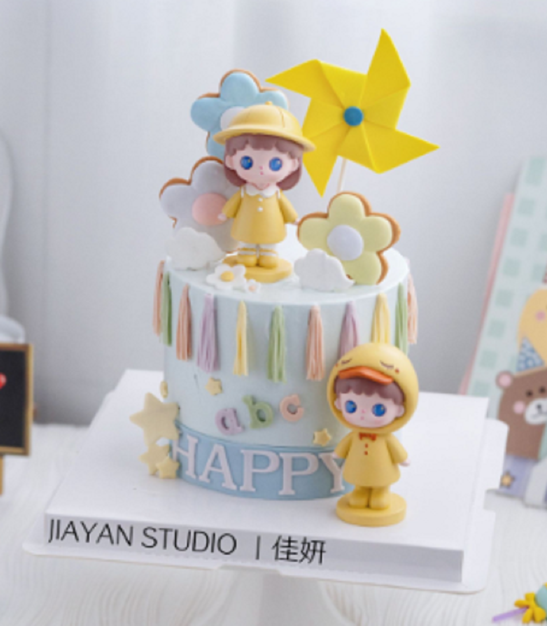 Cute hat doll boy bake cake decoration little boy little girl birthday cake dress