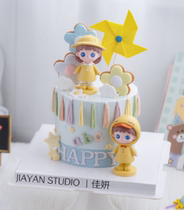 Cute Hat Doll Boy Girl Baking Cake Decoration Swing Boy Little Girl Birthday Cake Costume