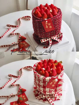 Valentine Day fragrance cloth Flower Bouquet Cake Decorated Cake Surrounded Valentines Day Light Luxury Red Cloth