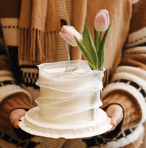 Goddess cake decorated minimal wind ribbon tulip bouquet cake 3 8 Goddess Queen Happy Cake