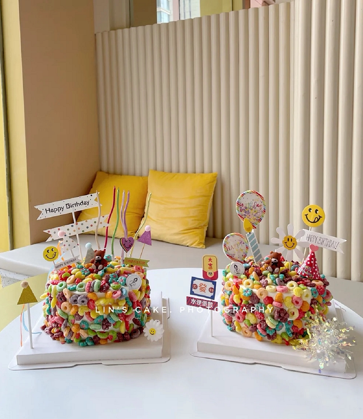 Internet celebrity Korean cartoon bear candle birthday cake decoration decoration antique color Bao's fruit cereal ring