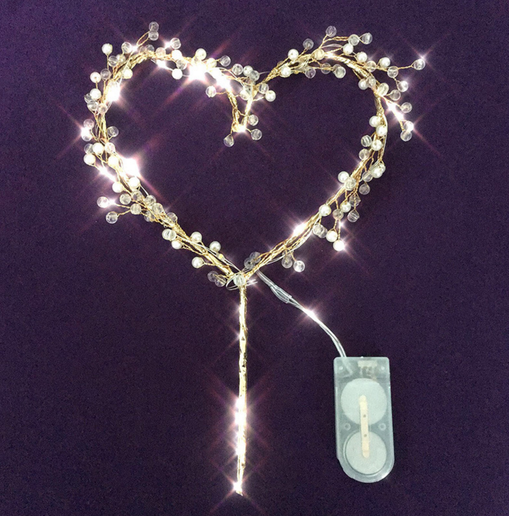 Cake decoration boutique super flash pearl crystal love light string plug-in card Mother's Day Valentine's Day cake decoration