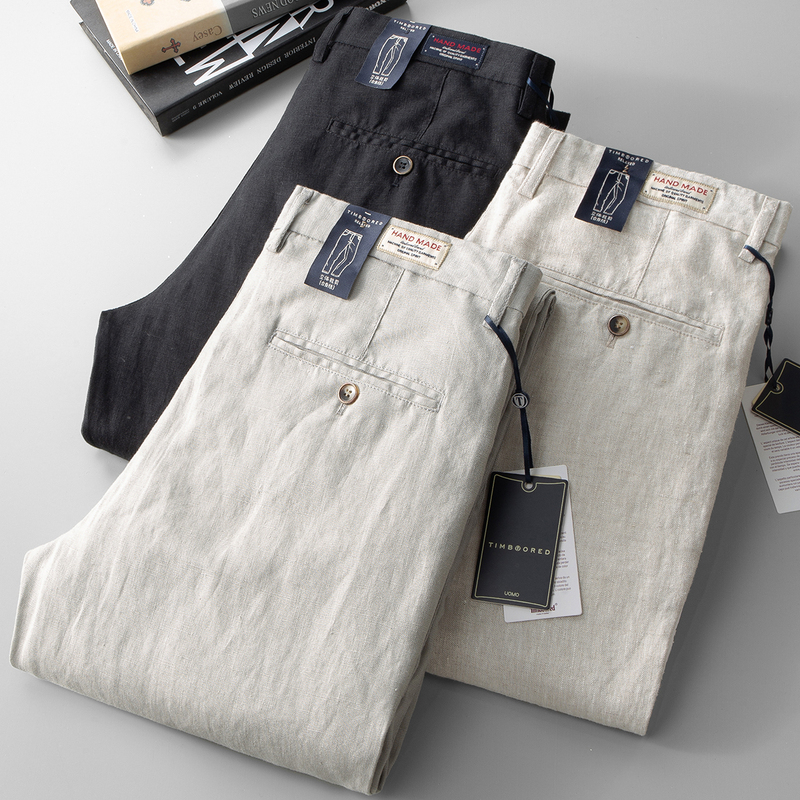 100% Linen Pants for Men, Business Casual Pants, Loose, Comfortable, Breathable, Straight-Leg Trousers, Linen Material Pants, Thin Summer Style
