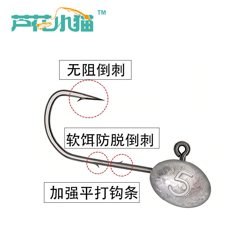 Luya Mousse Hook with Lead Head for Fishing, Anti-Detachment Flat Hook Bar, Fishing Hook, Lure Hook Luya Mousse Hook with Lead Head for Fishing, Anti-Detachment Flat Hook Bar, Fishing Hook, Lure Hook