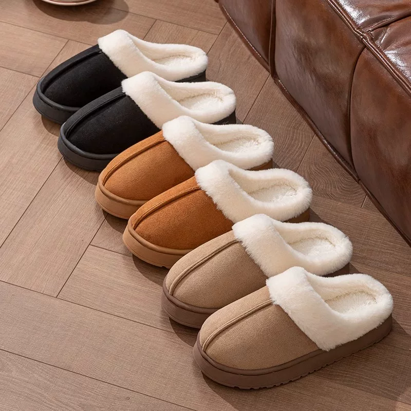 Home Indoor Cotton Slippers Women's Shit Feeling Cotton Slippers Women's Autumn and Winter 2024 New Non-Slip Thick Soles Can Be Weared Outside