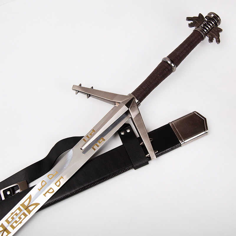 巫师3狂猎湖女剑白狼杰洛特猎魔人钢剑银剑金属1比1钢武器未开刃值得买