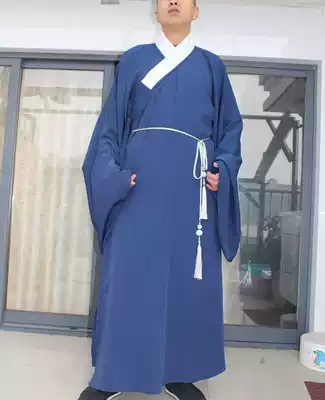 Saujun original Hanfu Ming Pipa sleeve straight loose large size daily collar long shirt spring and autumn solid color men