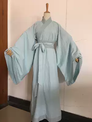 Jiaojun original Hanfu hand-over collar upper kimono straight trousers large sleeve kaftan cotton and linen loose deep clothes regular clothes men and women with the same custom