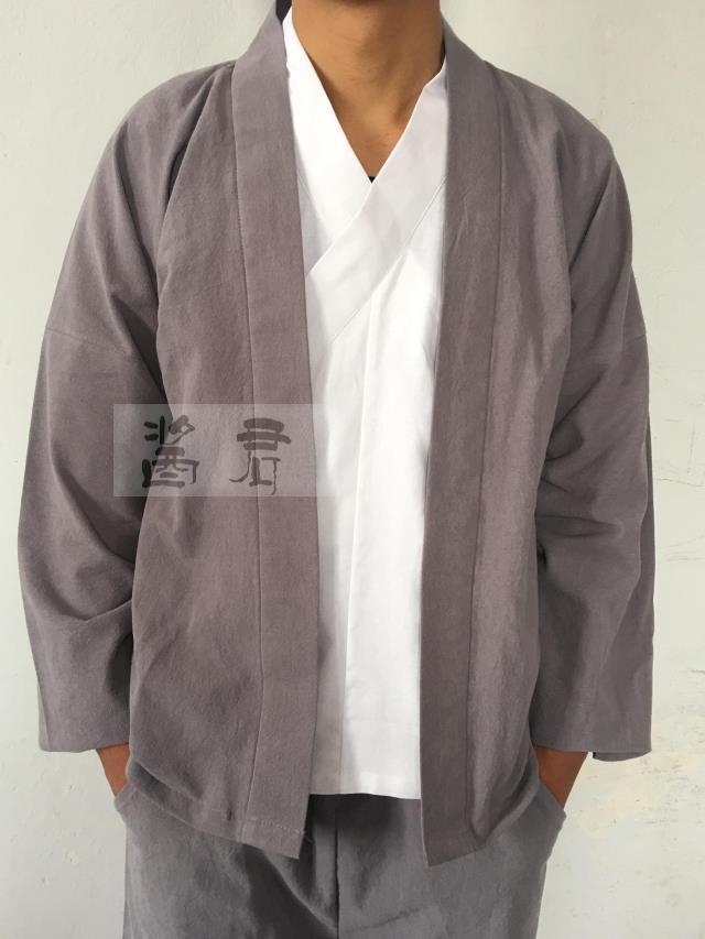 Sauce Jun original Hanfu straight collar placket jacket placket short sleeve men's loose large size daily spring and autumn linen