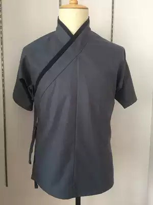 Saujun original Hanfu cross-collar half-arm short-sleeved top cotton linen loose summer refreshing daily men's leisure