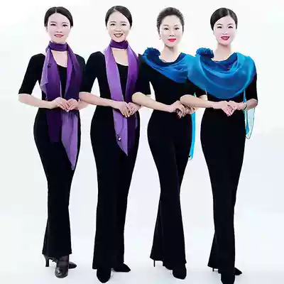 Two-piece suit Elegant demeanor Body suit Instructor training Gift instrument training Female model Catwalk Dance Academy Scarf