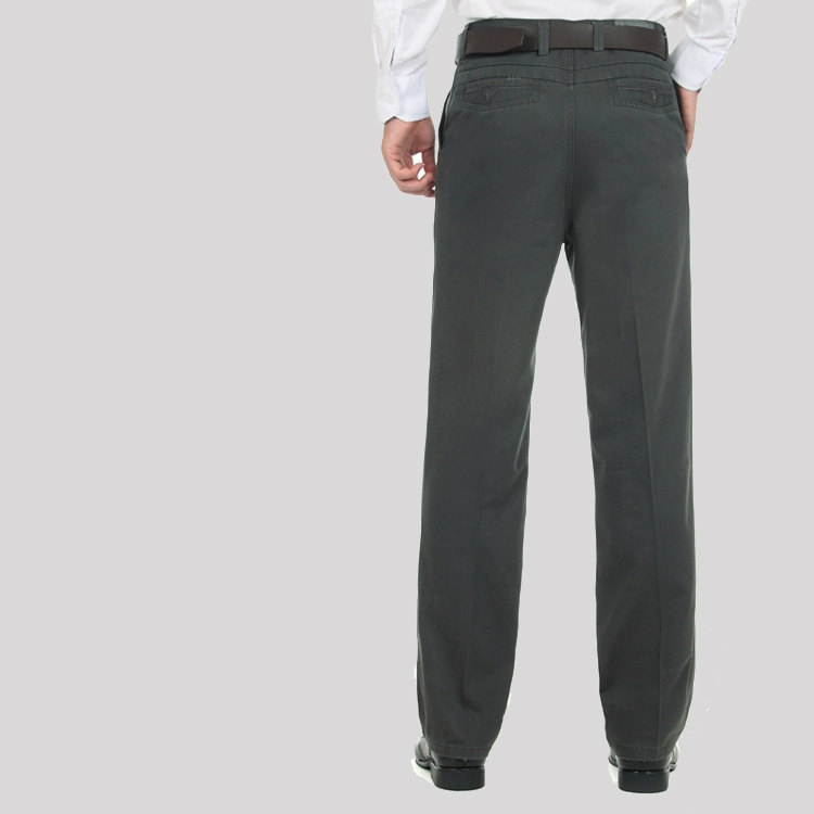 Quần cotton cạp cao trung niên quần nam trung tính quần thẳng quần kaki