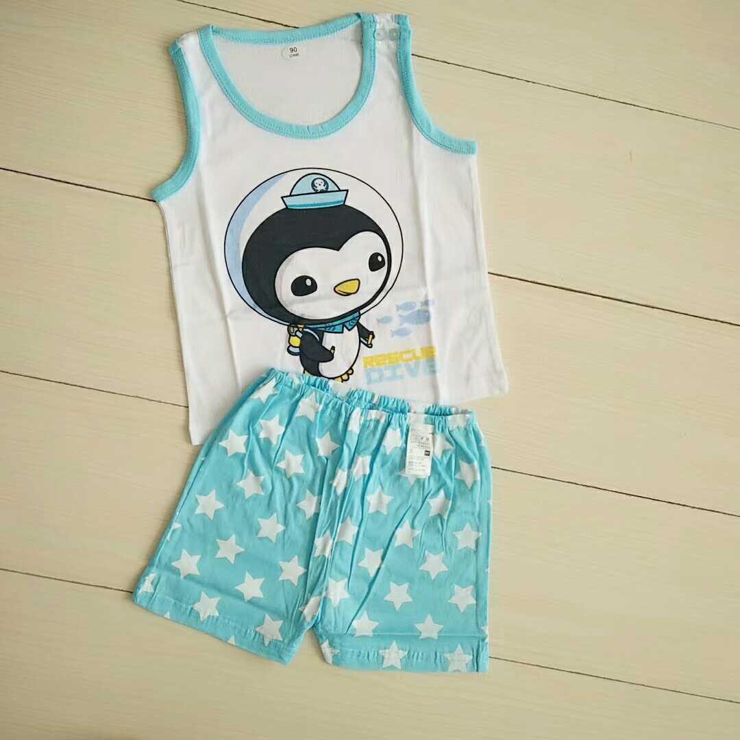 Foreign trade Korea original single boy summer special vest shorts suit Bobo Lulu pure cotton thin section cool and breathable