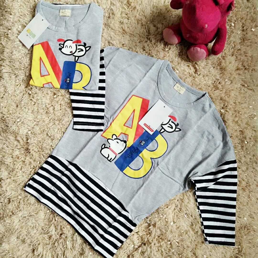 Pure cotton girl cute cartoon bat sleeve long sleeve T-shirt