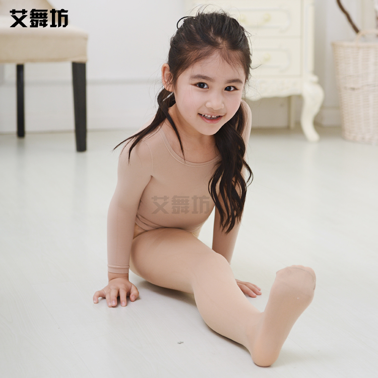 Autumn and winter children's dance bottoming shirt plus velvet warm costume invisible underwear girls flesh-colored bottoming shirt