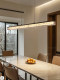 All-Copper Restaurant Chandelier, Linear Strip, Modern Minimalist Italian Style, Designer High-End Bar Table Lamp, Dining Table Lamp
