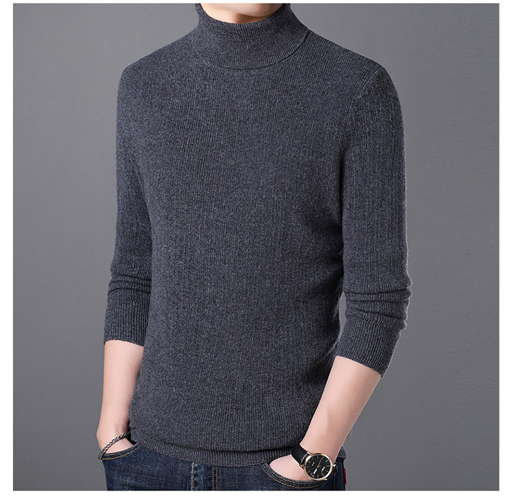 100% áo len cashmere nguyên chất nam Ordos thành phố cổ cao áo len đôi ve áo nam chạm đáy áo len lỏng shop áo khoác nam