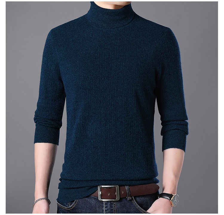 100% áo len cashmere nguyên chất nam Ordos thành phố cổ cao áo len đôi ve áo nam chạm đáy áo len lỏng shop áo khoác nam