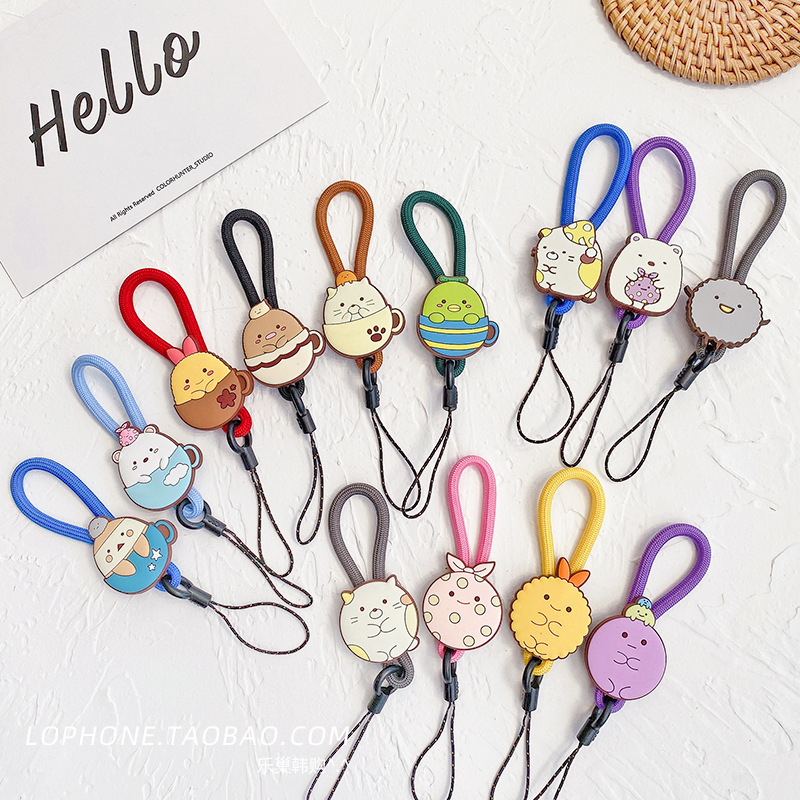 Japan-ROK cute cartoon mobile phone hanging rope small hand rope short nylon ring buckle pendant universal anti-fall hanging ornament lovers