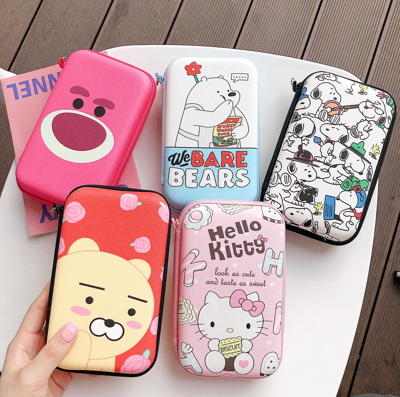 Japan and South Korea cute portable hard disk power pack data cable charger storage box bluetooth headset change cartoon anti-fall