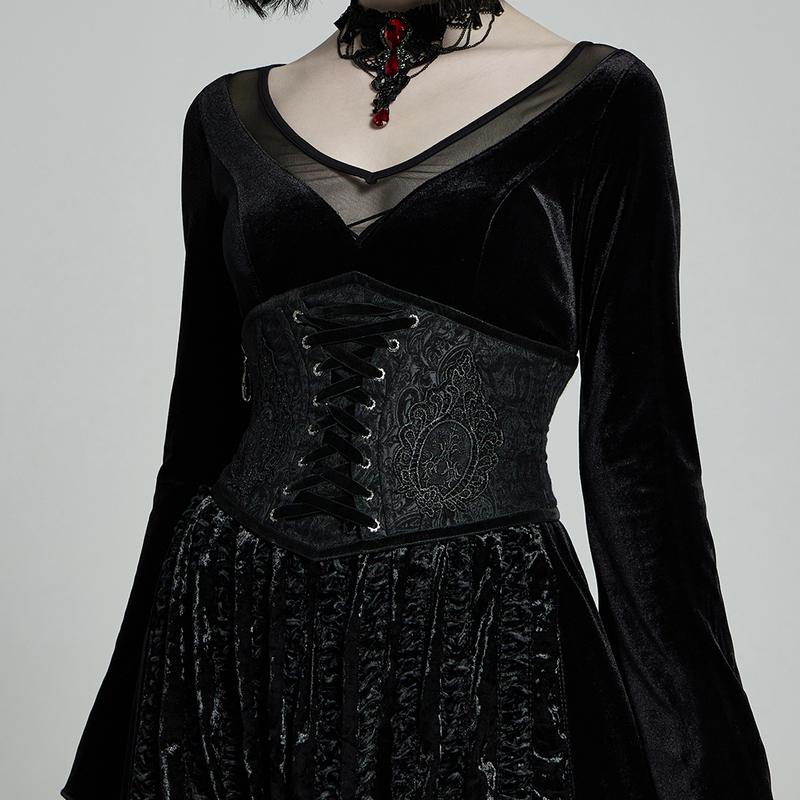 Youleting/Punk Rave Dark Gothic Style Dark Vintage Jacquard Corset Waist Cincher Ws-428Ydf