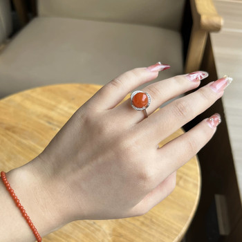 All wish s925 sterling silver natural southern red opening adjustable ice transparent cherry red women's ring whitening ring
