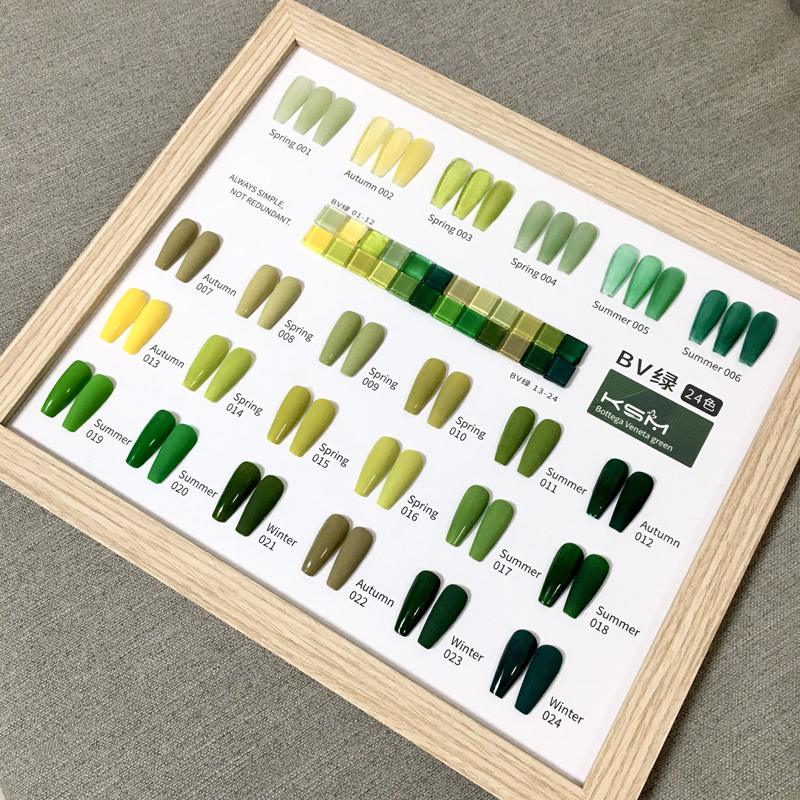 Trendy 24-Color Bv Green Mint Green Nail Polish Gel Green Mini Set for Nail Salons, Ice Transparent Jelly Milk Green