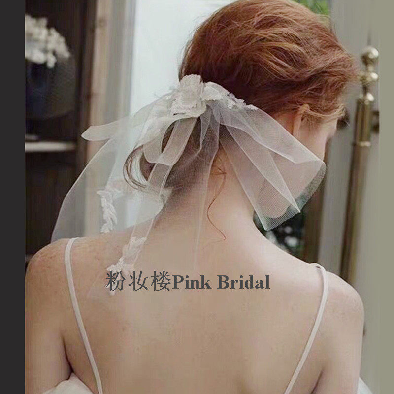 New Lace Flowers Bridal Bridal Dresses Wedding Dress Foreign Dress Headwear Photo Writing Genuine and Makeup Styling Short