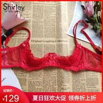 American Shirley soft lace bra Female summer top bracket temptation gathered chest bracket Sexy transparent underwear bra