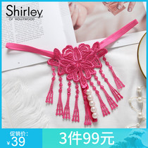 Shirley sexy panties Womens summer tassel temptation crotchless thong low waist beaded string thin cut-out underwear T-pants