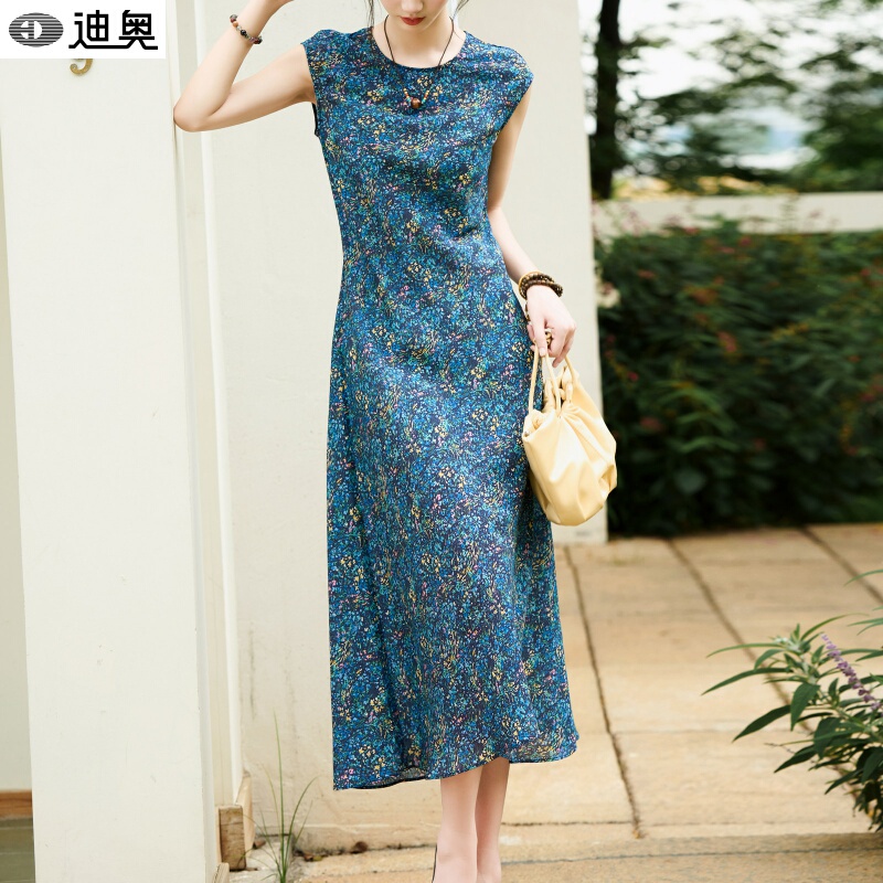 Dior Silk Floral Dress for Women, Summer 2026 New French Retro Mulberry Silk Printed Dress, Elegant Tank Dress Dior Silk Floral Dress for Women, Summer 2026 New French Retro Mulberry Silk Printed Dress, Elegant Tank Dress