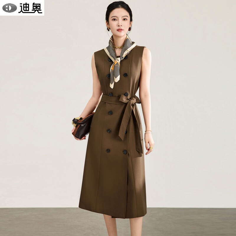 Dior High-End Old Money Style Sleeveless Dress for Women 2026 Early Autumn New Elegant Commuter Double-Breasted Suit Dress