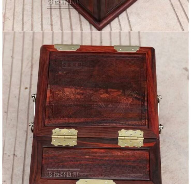 Gỗ hồng sắc gỗ gụ hộp trang sức đầy đủ rắn hộp trang sức gỗ vanity gương Danfeng Triều Dương kho báu lưu trữ hộp lưu trữ - Cái hộp thùng gỗ đóng hàng