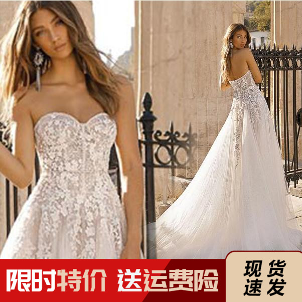 Angel wedding dress water yarn Senfeng bride travel shooting location seascape tube top trailing wedding dress w3362