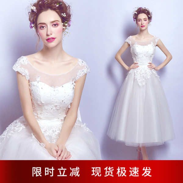 Angel married Fairy Temperament White short Bride Wedding Dress Bridesmaid Clothing Birthday Light Lavish Gown 2768Q
