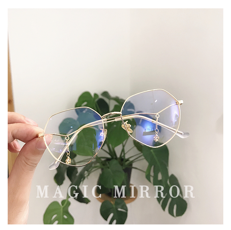 Phiên bản tiếng Hàn mới của phong cách retro retro retro ulzzang đa giác lưới phần kính đỏ phụ nữ có độ mat kinh