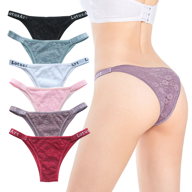 Seamless Women's Thong Panties, Pure Cotton Lace, Sexy Brazilian Style, One-Piece Breathable Low-Waist Plus Size for Curvy Women