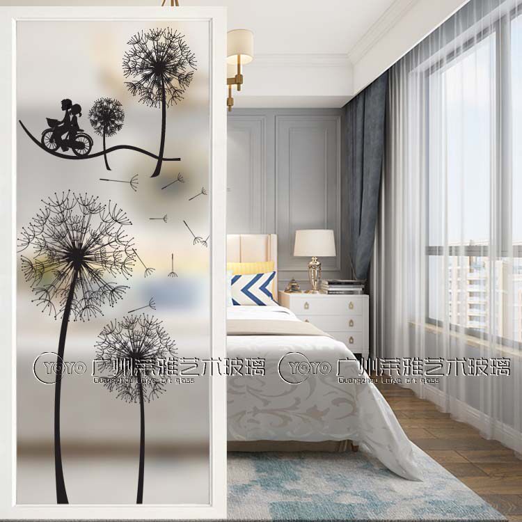 Art Glass Screen Partition Living Room Kitchen Window Shoes Cabinet Aisle Genguan Light Transmission Transparent Modern Minima Dandelion