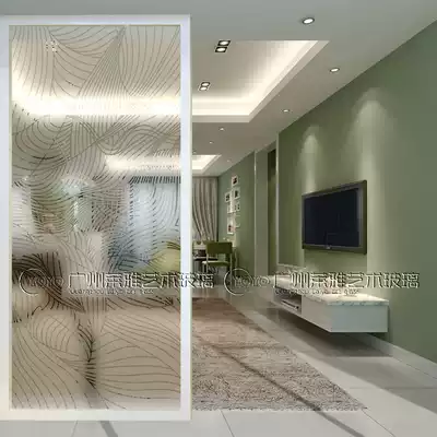 Art glass simple lines living room decoration screen partition aisle porch deep carving craft toilet kitchen partition
