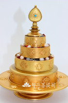 Pure gilt copper Bajixiang man tea tray including tray complete set