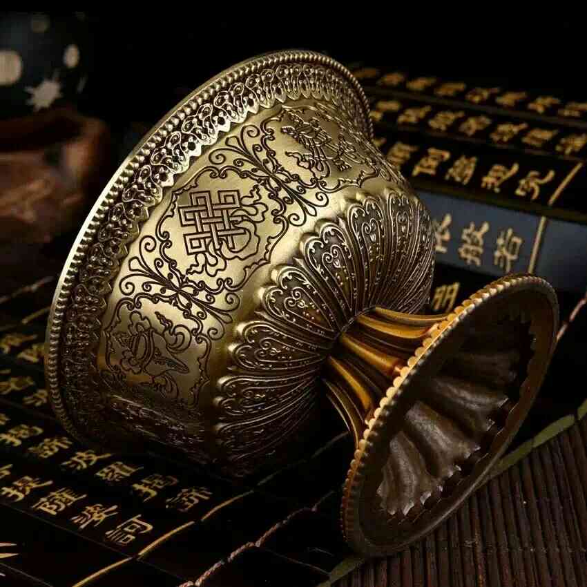 Pure copper water bowl Holy water cup Copper bowl 8 auspicious water bowl bronze(1)