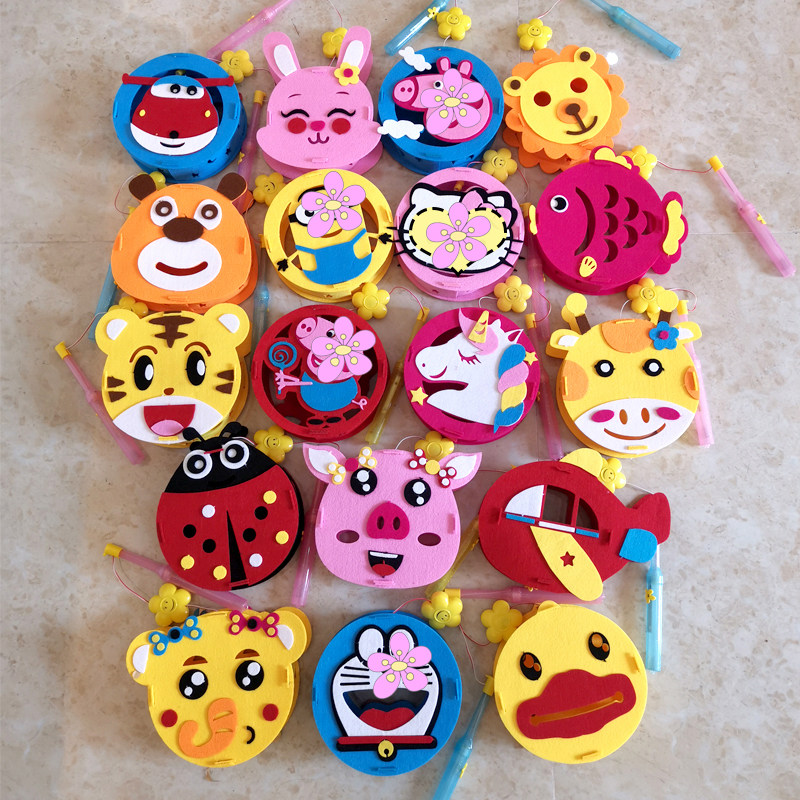 Mid-Autumn Festival lantern Children cartoon portable lantern Kindergarten handmade DIY production material luminous music lantern