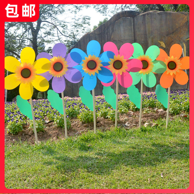 36cm colourful wooden windmill children's ground shows toys outdoor windmill sunflower windmill large sunflower windmill