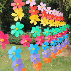 Kindergarten outdoor sunscreen, finished windmill decorative string outdoor rotation plastic colorful flower windmill circular solid color