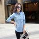 Denim shirt women's long-sleeved 2023 spring and autumn new Korean style slim tops plus size student bottoming shirt thin coat