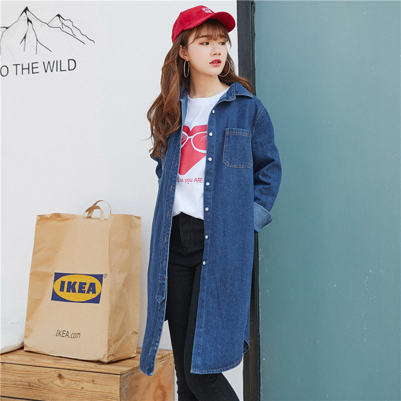 2026 Spring and Autumn New Korean Style Versatile Loose Plus Size Denim Trench Coat Mid-Length Student Bf Style Handsome Jacket for Women