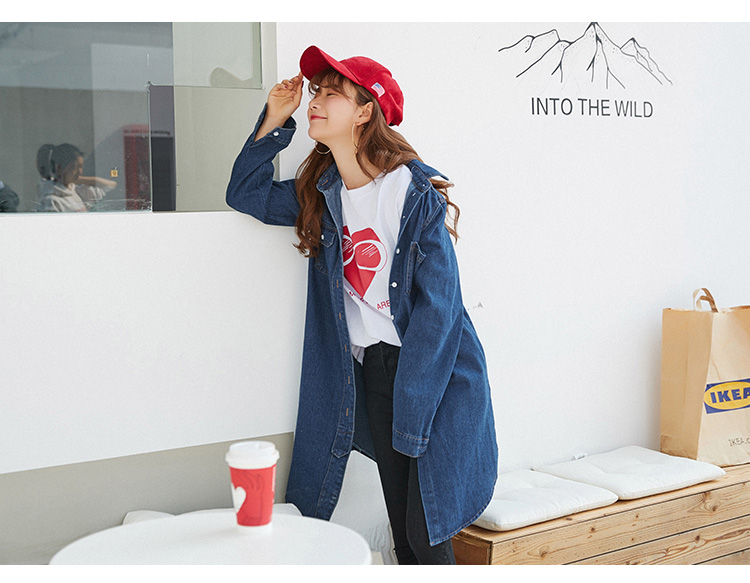 Xuân 2018 phiên bản mới của Hàn Quốc hoang dã rộng kích thước denim áo gió dài học sinh bf gió đẹp trai nữ áo khoác nữ cá tính