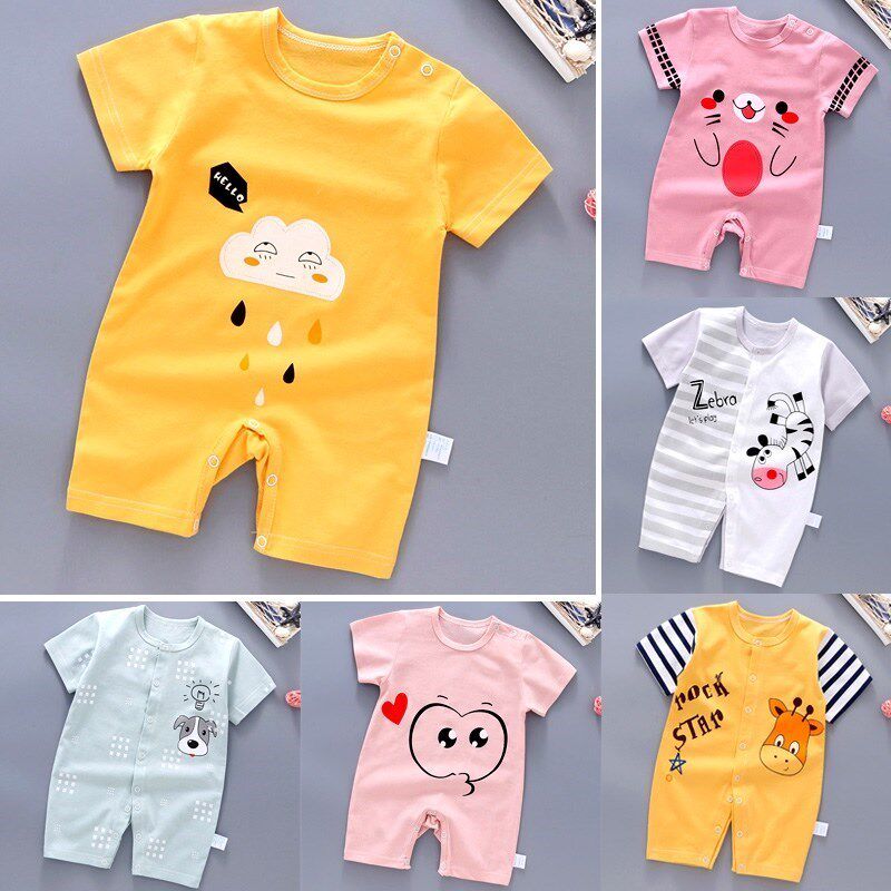 Female Baby Summer Clothes Short Sleeves Slim Fit Baby Summer Clothing Male 6 Summer Slim Fit Newborn 0-3-month Harvest