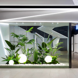 Simulated Green Plant Landscaping, Indoor Large-Scale Bionic Plant Landscape, Window Partition, Shopping Mall Decoration Scene, Floor-Standing Combination